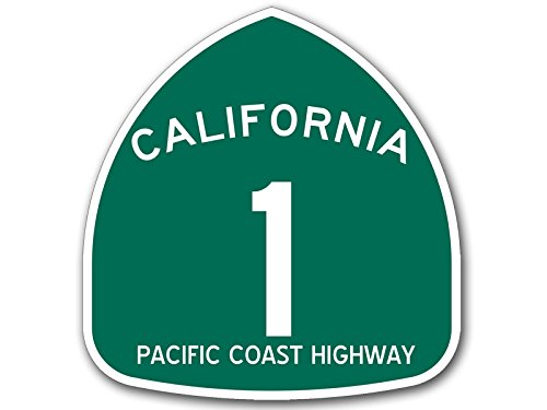 Green Pacific Coast Highway Sticker (Travel Decals, California 1 Road Sign Vinyl Decal Highway For Cars, Trucks, Laptops (3 Inch