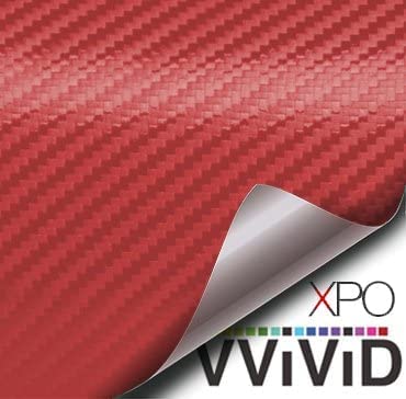 VViViD® XPO Red 3D Carbon Fiber Vinyl Wrap Roll, 5ft x 3ft, Air Release Technology, Durable, Flexible, Easy to Apply
