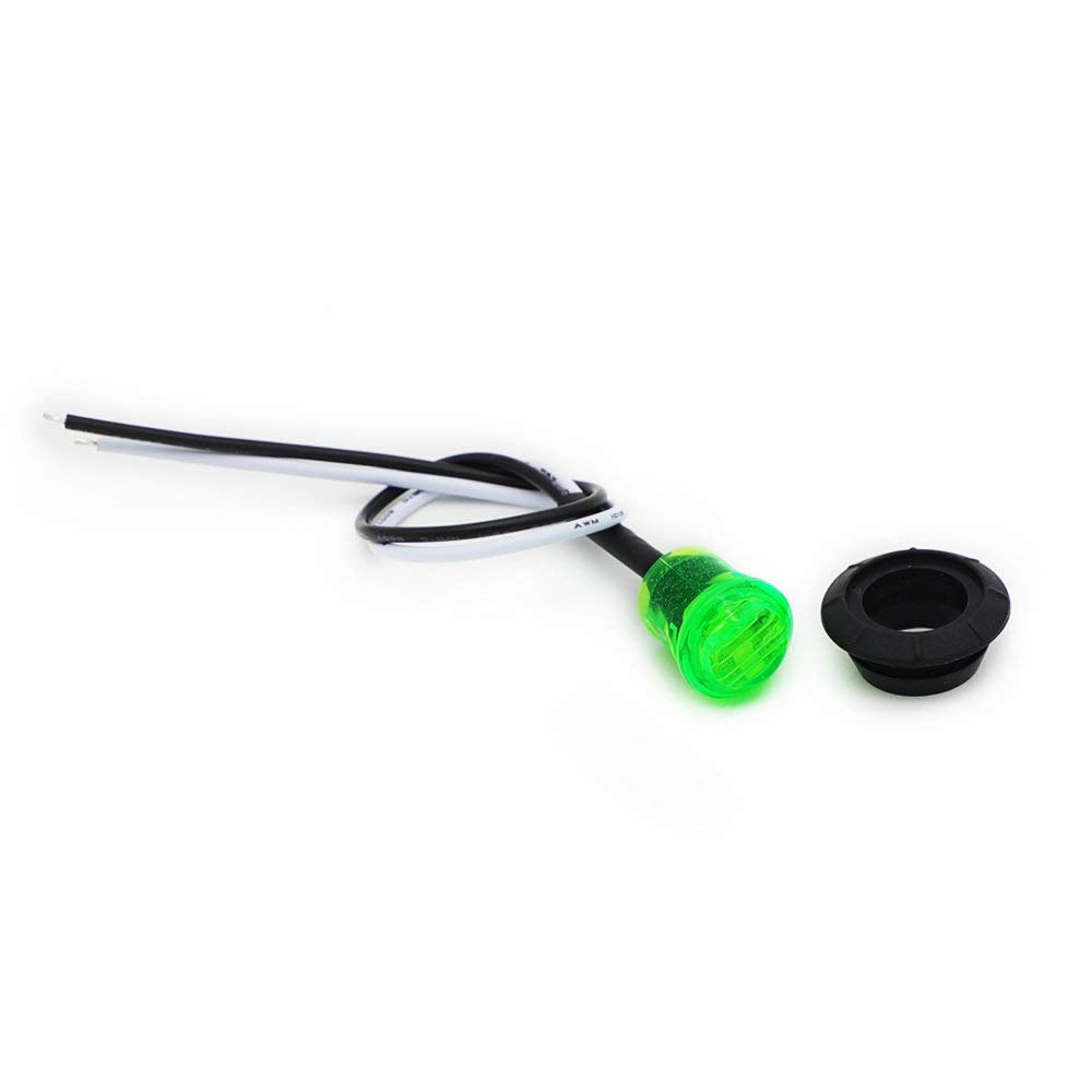Meerkatt (Pack Of 10 3/4 Inch Mini Round Green Led Flush Mount Indicator Light Side Marker Clearance Lamp W/Grommets Universal F