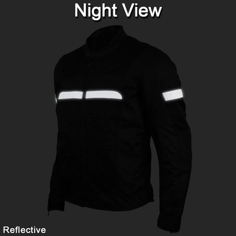 Vance Leather Revo Mens Black Advanced All-Season Reflective Mesh & Textile Motorcycle Jacket W/Ce Armor & Removable Liner (Blac
