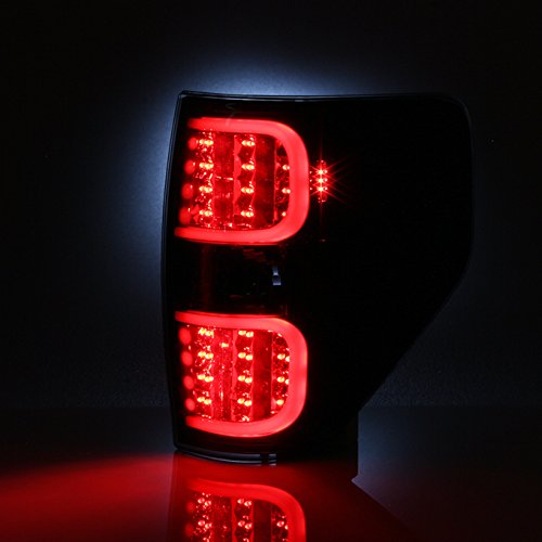 Akkon - For 2009-2014 Ford F150F-150 Smoked Lens [Dual C-Shape Tube] Led Tail Brake Light Lamps Lh+Rh Pair