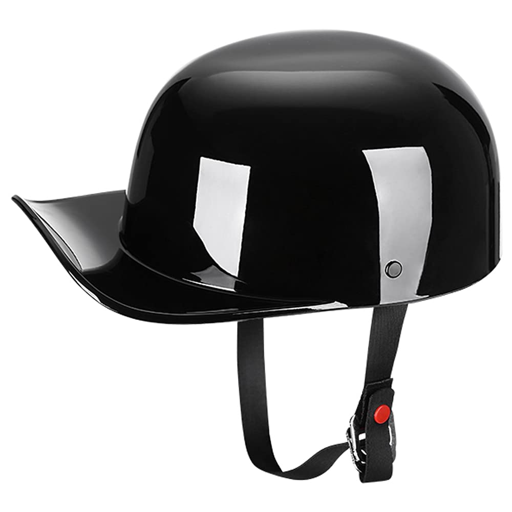 Yesmotor Baseball Style Cap Motorcycle Helmet Unisex-Adult - Dot Approved (Light Black,Xl)