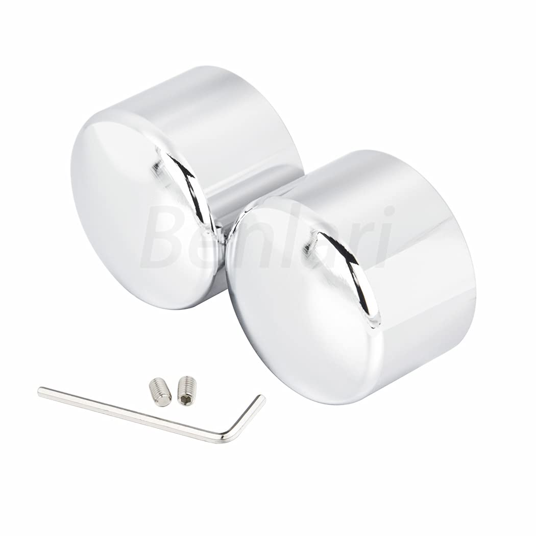 Benlari Chrome Front Axle Nut Caps 2002-2024 Compatible for Harley Davidson Touring Softail Sportster Dyna Electra Street Road G