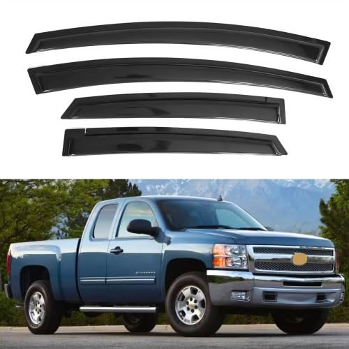Ig Window Visor For 2007-2013 Chevy Chevrolet Silverado & Gmc Sierra 1500, Rain Guard Vent Deflectors For 2007-2014 Silverado &