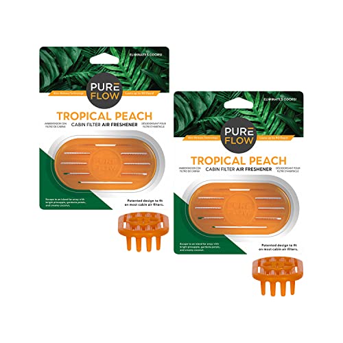 Pureflow Cabin Filter Air Freshener With Odor Eliminator - Fits On Most Car, Truck, And Suv Cabin Air Filters - Tropical Peach (