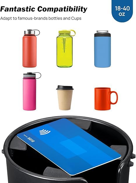 JOYTUTUS Car Cup Holder Expander with 360° Rotation, Fits 18-40 oz Cups, Black, Model: トレイ付き ブラック