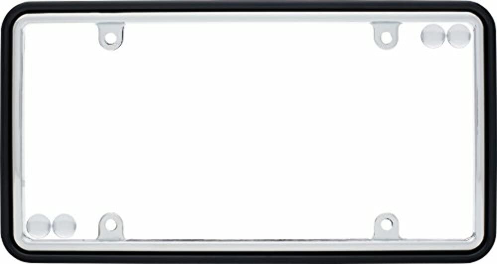 Cruiser Accessories 63350 Two Tone License Plate Frame, Chrome/Black W/Fastener Caps, 1 Frame