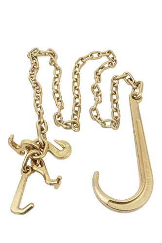 Mytee Products 4 Pack 5/16'' X6' Leg G70 15'' Long Shank J Hook Tow Chain W/Rtj Cluster Hook & Grab Hook - 4700 Lbs Wll Heavy Du