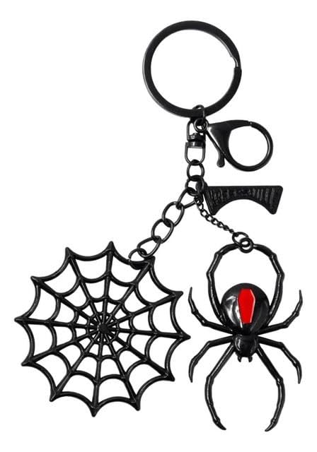 Kreepsville Black Widow Web Charm Keychain - Gothic Spider Style for Bags & Keys