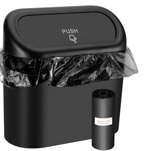 Recluse Car Trash Can With Lid And Bags,Mini Vehicle Trash Can, Waterproof Mini Car Trash Bag Dustbin Garbage Organizer, Portabl