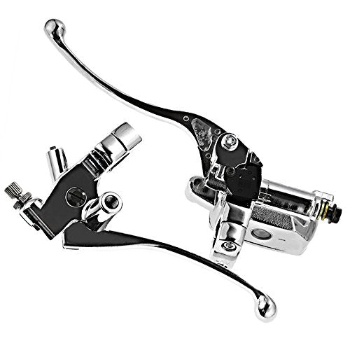 Saihisday Chrome Brake Master Cylinder & Clutch Set for Honda Shadow, VTX1800, Kawasaki Vulcan, Yamaha Road Star, Suzuki (1" Pair)