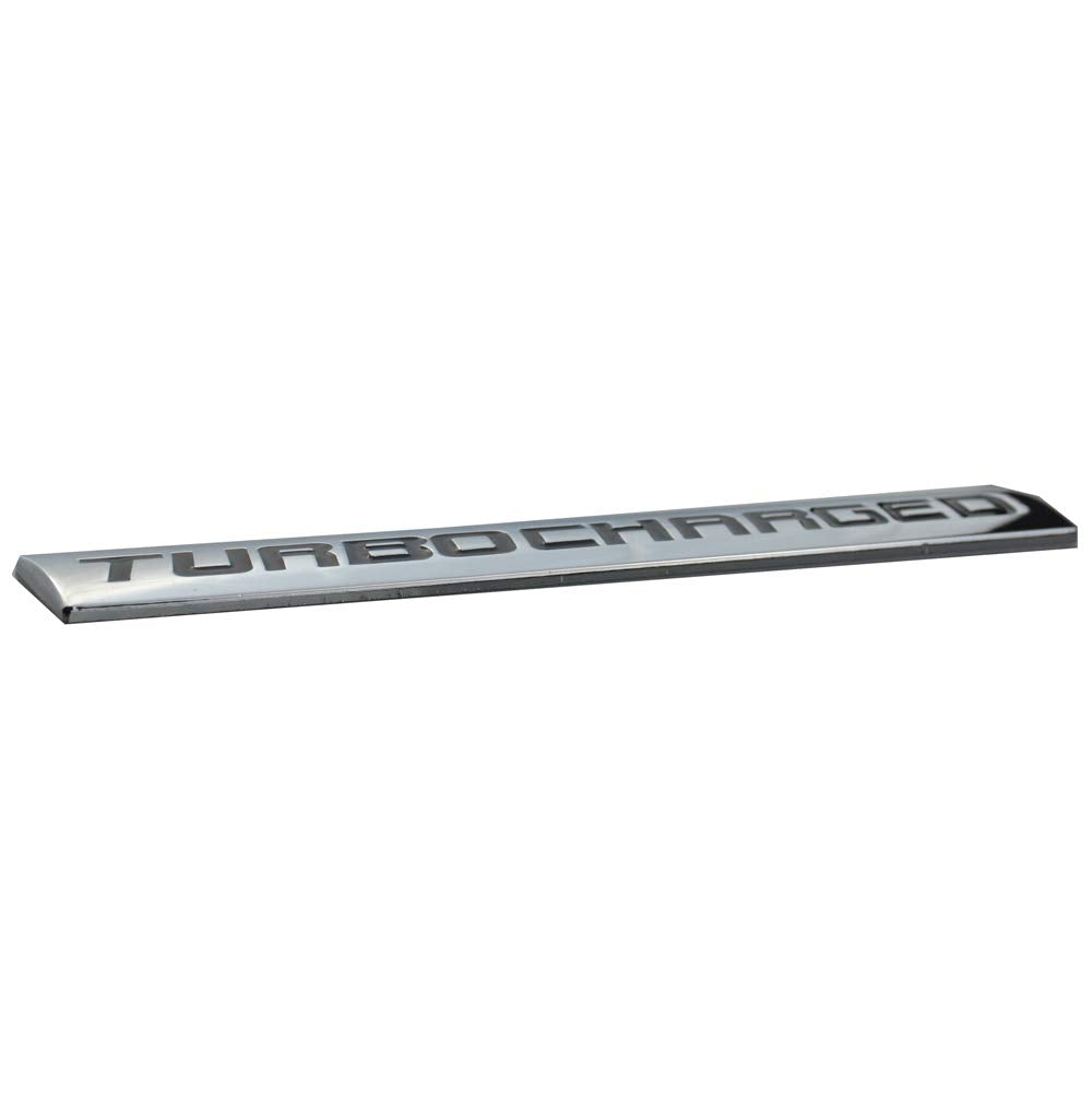 Turbocharged Black/Chrome Aluminum Alloy Auto Trunk Door Fender Bumper Badge Decal Emblem Adhesive Tape Sticker (Black/Chrome)