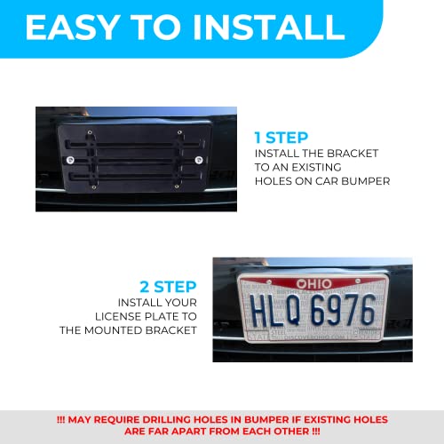 Front Bumper License Plate Bracket For Toyota 2000-2025, Plate Holder Set W 6 Unique Screw Bolts & Wrench Kit, License Tag Mount