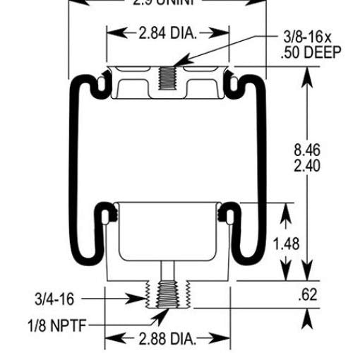 TORQUE Cab Sleeper Air Spring Bag for Select Kenworth and Mack Trucks (Replaces Firestone 7001, 7031, W02-358-7001, W02-358-7031