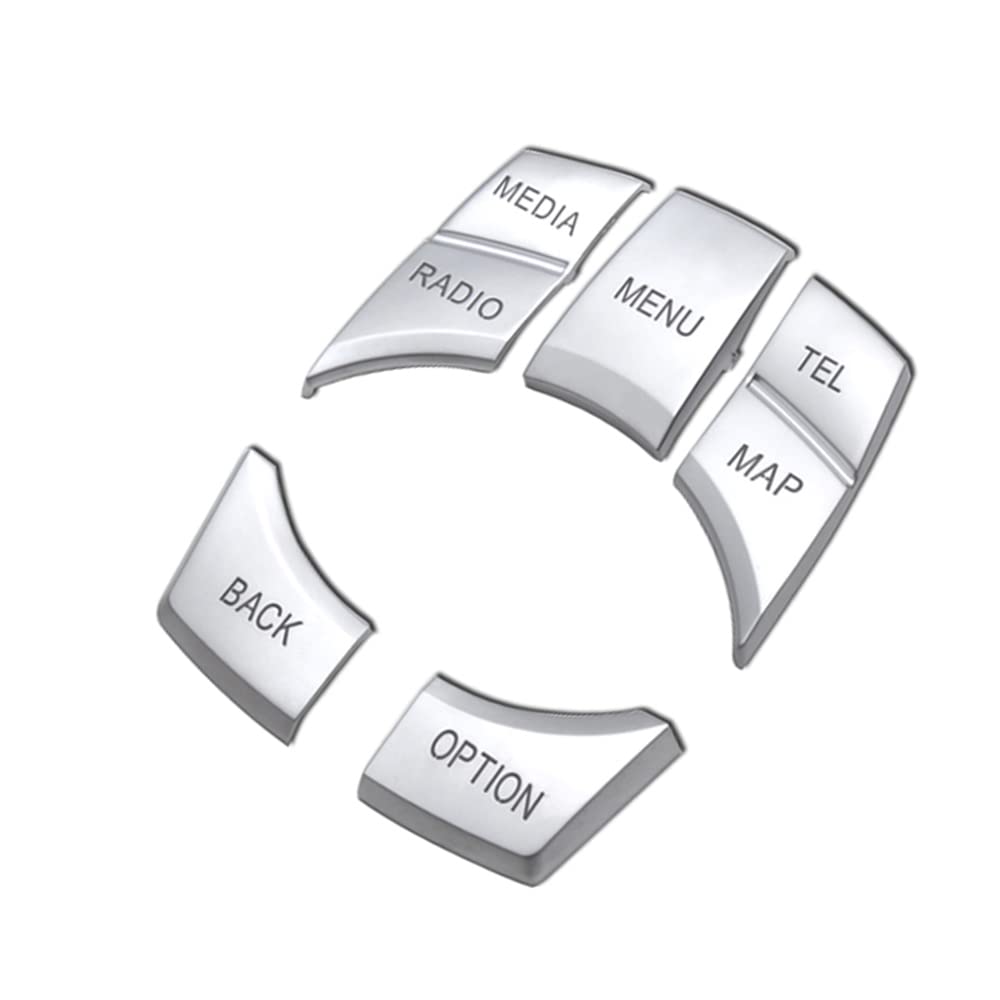 SANRILY Silver BMW Multimedia Control Knob Cover Set, 7 Button, ABS Material, Fits 1 2 3 4 5 7 Series, X5 X6
