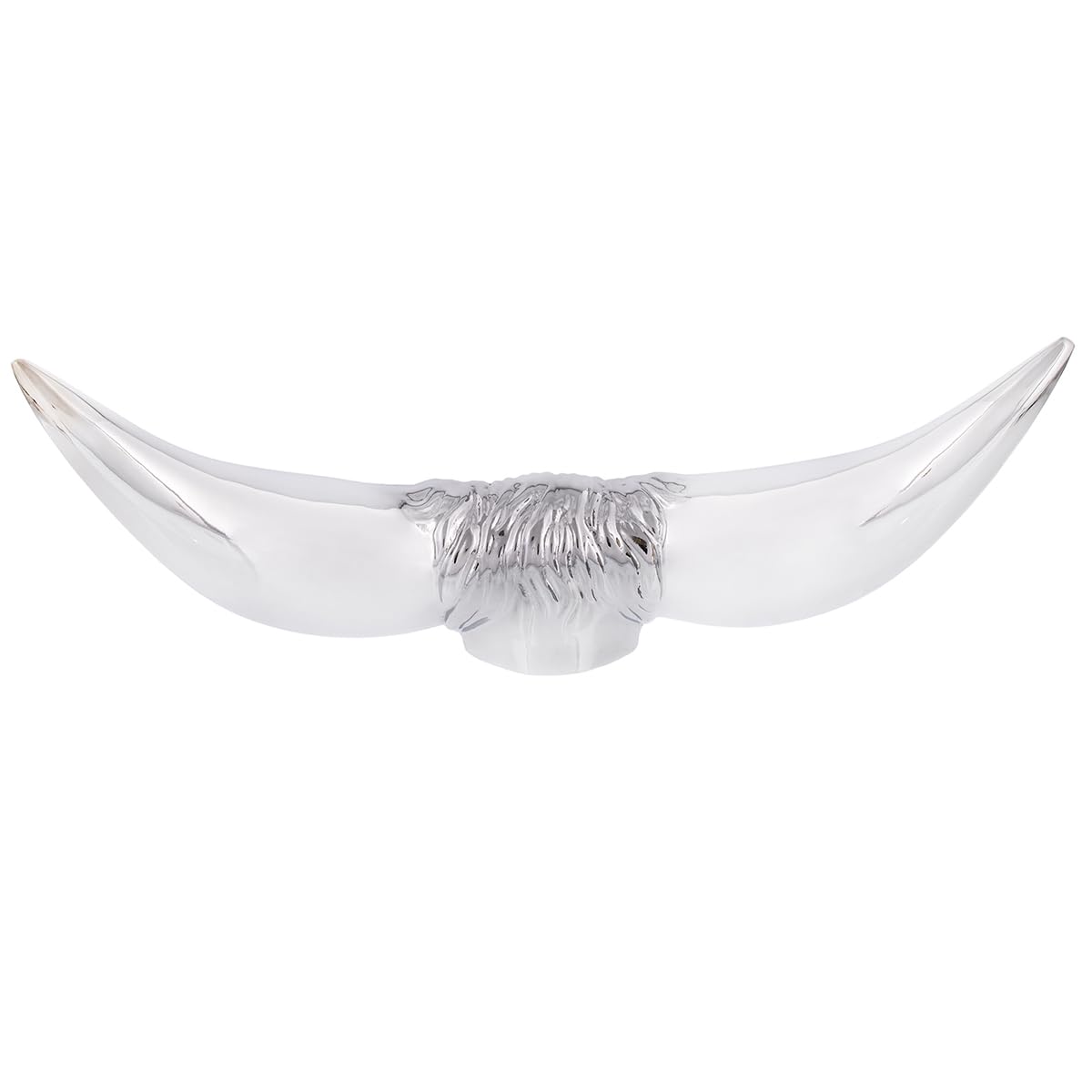 United Pacific 72005 Heavy-Duty Chrome Bull Horn Hood Ornament, Cast Metal Construction, Universal Two Stud Installation, Detail