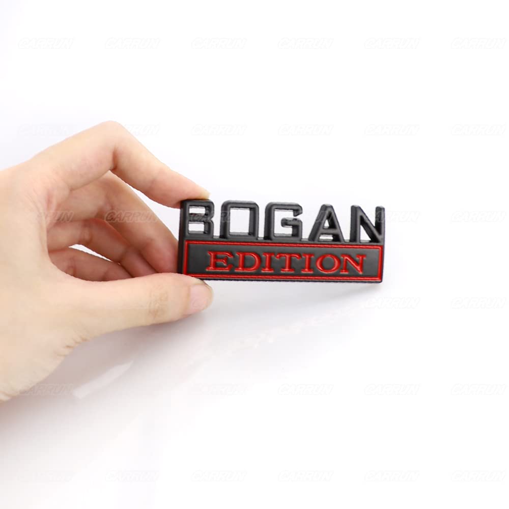 2 Pcs Bogan Edition Emblem Car Side Rear Front Hood Trunk Door Badge 3D Decal Sticker Fit For Car Truck Suv (Bogan, Black Red)