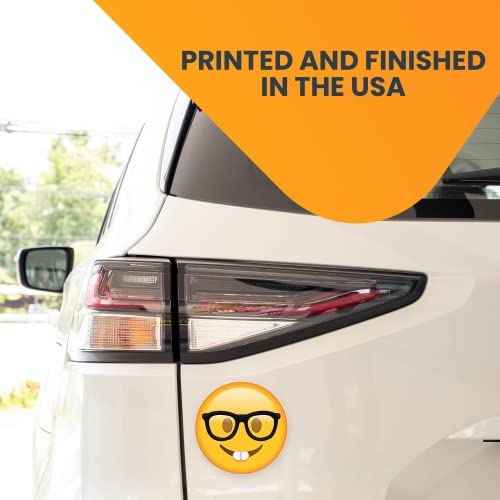 Magnet Me Up Emoticon Magnet Decal, 5" Round Vinyl Nerd Face for Car, Truck, SUV, Magnetic Surfaces