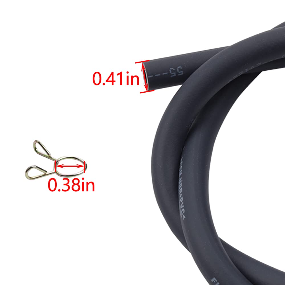 Wetenex 5.5mm Fuel Line Hose (ID 5.5mm, OD 10mm) - 5ft Gas Tube with 10 Clamps for ATV, Dirt Bike,
