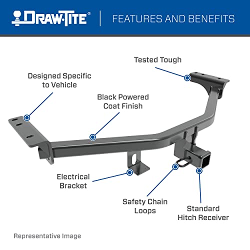 Draw-Tite 76525 Class 3 Trailer Hitch, 2 Inch Square Receiver, Black, Compatible With 2022-2023 Chevrolet Bolt Euv.