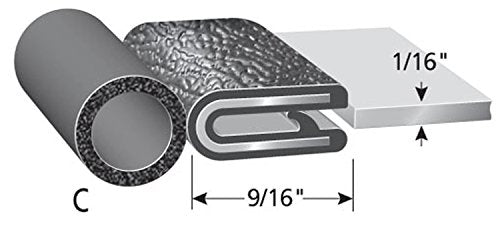 Trim-Lok - 3100B3X1/16C-25 Trim-Lok Trim Seal With Top Bulb - Fits 1/16” Edge, 3/8” Bulb Seal Diameter, 25’ Length - Pvc Plastic Trim With Epdm Rubber Seal, Easy To Install For Cars, Boats, Rvs, Trucks, And Home Applications
