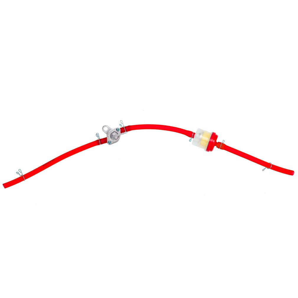 HIAORS Red Gas Fuel Hose Oil Filter Clamps Inline Fuel Shut Off Valve Petcock Petrol Switch for 50cc 70cc 110cc 125cc 150cc 250c
