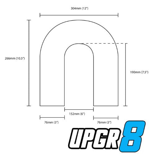 Upgr8 Universal Outside Diameter Polished Aluminum Pipe (3.0'(76Mm), 180 Degree)