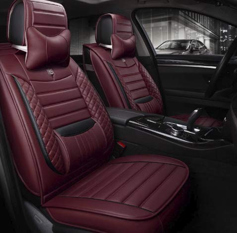 3D FRONTLINE PU Leather Car Seat Cover Compatible with Nissan Magnite (Black, Cherry, 14)