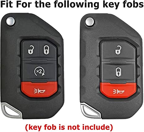 Autophone Compatible With Jeep Key Fob Cover With Leather Keychain Soft Tpu Protection Key Case For 2018 2019 2020 2021 Wrangler Jl Gladiator Remote Key(Aurora Blue)