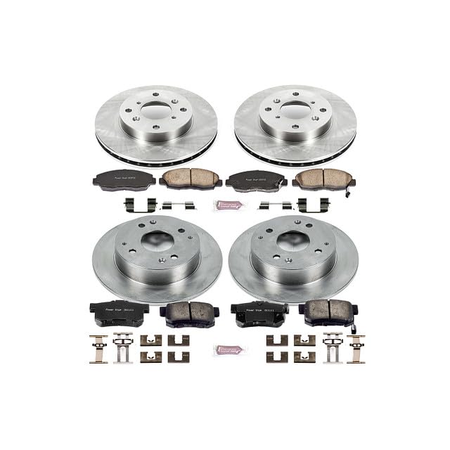 Power Stop Front and Rear KOE1240 Stock Replacement Brake Pad and Rotor Kit Autospecialty [Fits 1998-2002 Honda Accord 4 Cylinde