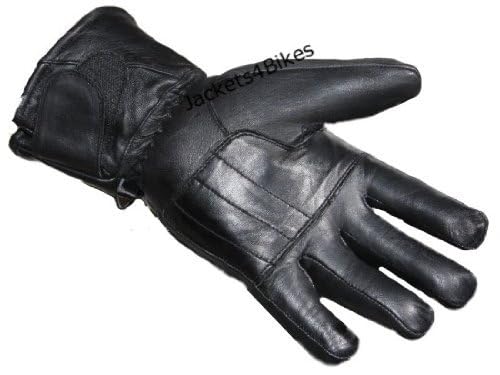 Mens Winter Gauntlet Motorcycle Gloves, 100% Natural Sheep Leather, Thinsulate Thermal Heated Lining, Full Windproof Cold Weathe