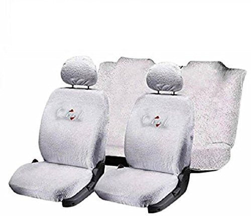 REXBURG Cotton Sweat Control Towel Fabric Car Seat Covers (White) for All Seats Compatible with Skoda Octavia (Year 20192020)