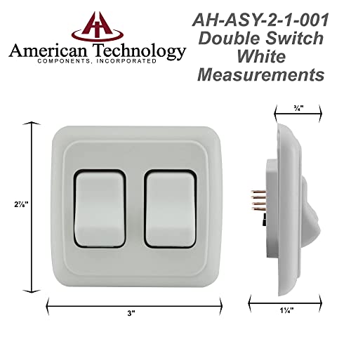 American Technology Components Double SPST On-Off Switch, 12V, Copper, White Bezel for RV, Trailer, Camper