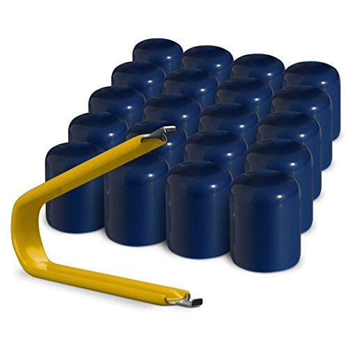 Colorlugs Vinyl Lug Nut Cover | Blue | Flexible Fit Wheel Lug Nut Cap | Fits 17 Mm | Pack Of 20 | Includes Deluxe Extractor | Ma
