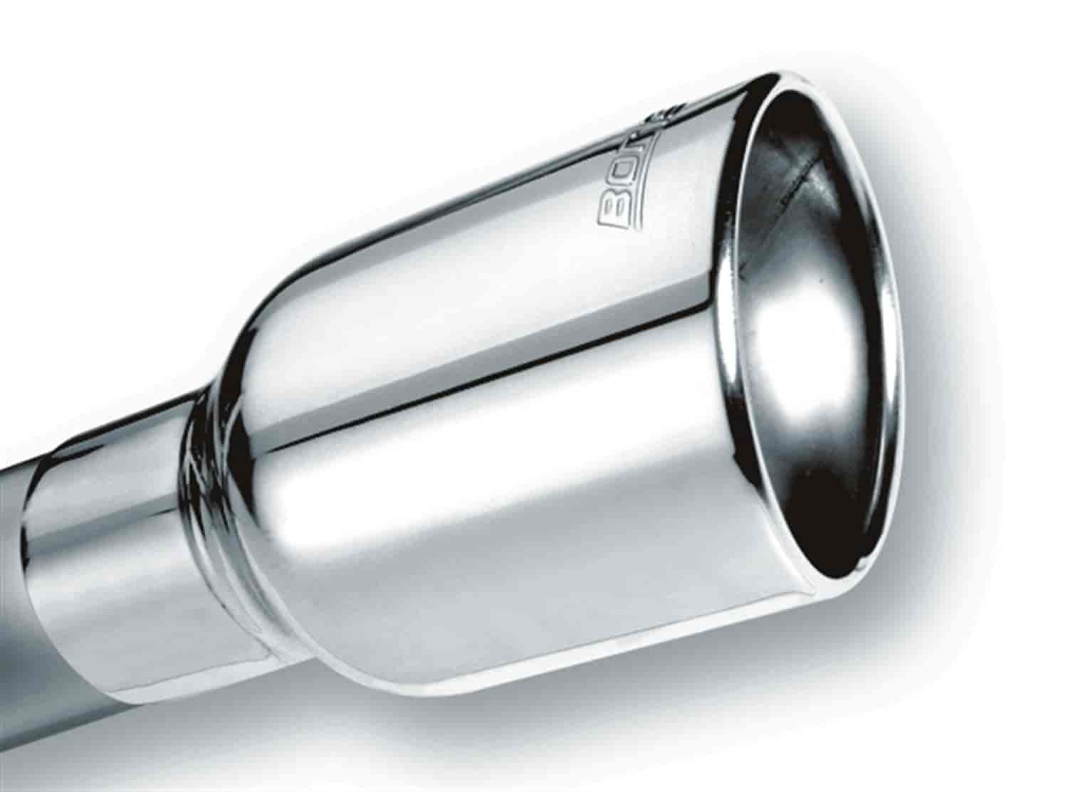 Borla 20155 Exhaust Tip 2.5'' Inlet - 4.25'' X 3.5'' Single Oval Rolled-Edge Angle-Cut Lined Outlet - 7'' Long Exhaust Tip Embos