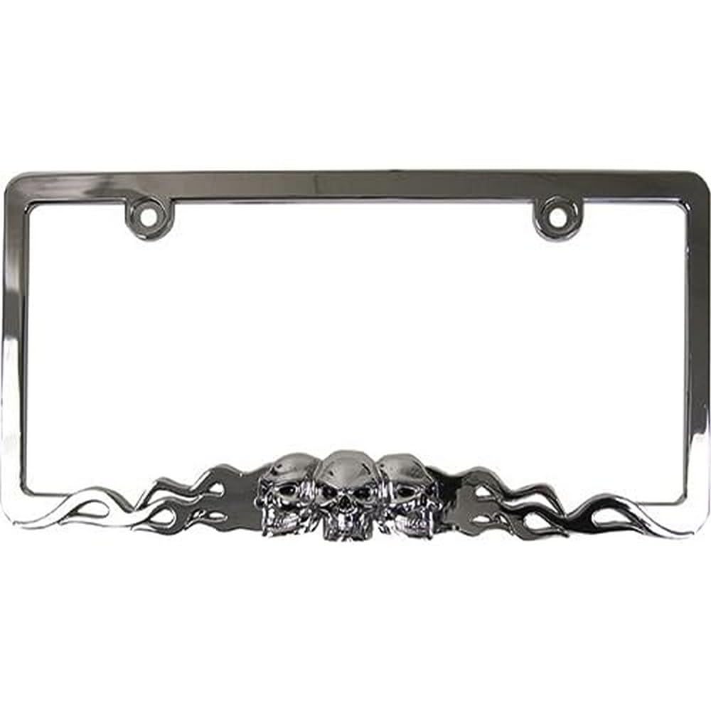 Custom Accessories 92812 Skull In Flames License Plate Frame