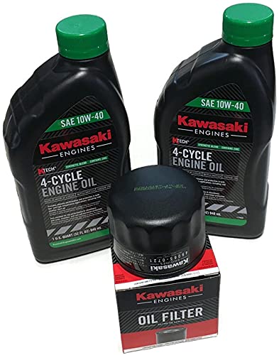 Oil Change Kit fits Some Kawasaki 999696296 490650721 490657007 10W40 Synthetic Blend