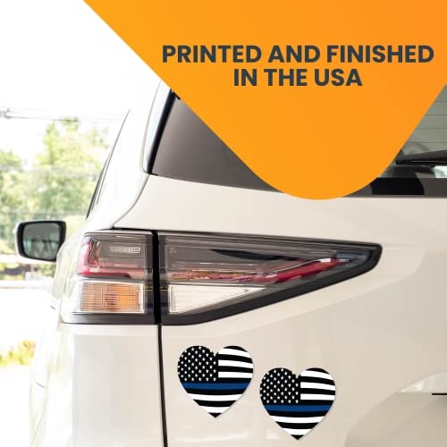 Magnet Me Up Thin Blue Line American Heart Magnet Decal, 2 Pack, 5 Inches, Heavy Duty Automotive Magnet For Car Truck Suv, In Su