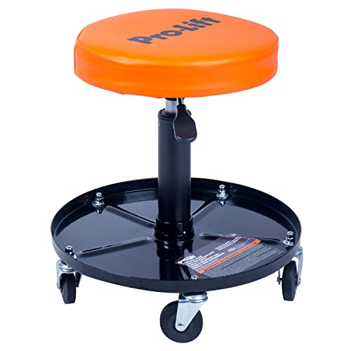 Pro-Lift Pneumatic Chair PL9300H - 300 lbs Capacity, Steel, 15" Height, Black/Orange