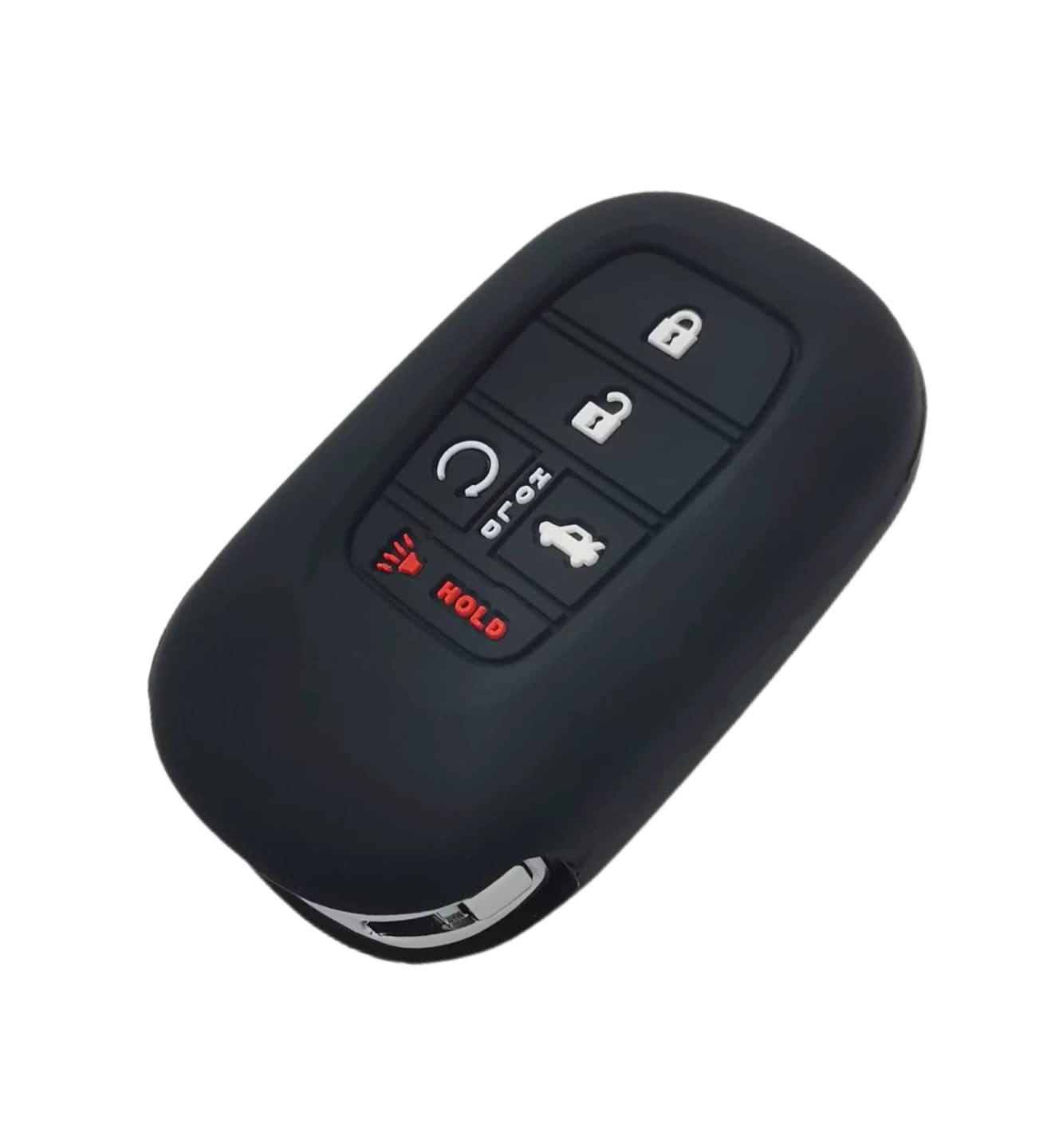Reprotecting Silicone Rubber Key Fob Cover Compatible With (5 Buttons) 2022-2025 Honda Accord Civic Hr-V Cr-V Pilot Sport Si Ex Ex-L Touring (Black Grey)