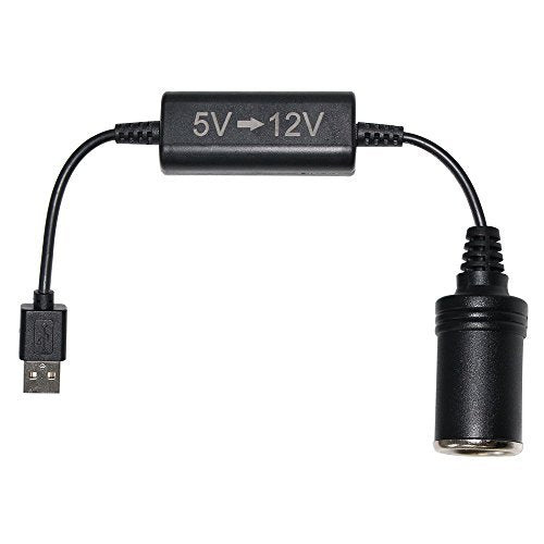 KUNCAN USB to Cigarette Lighter Socket - USB 5V to 12V Female Car Cigar Lighter Converter Cable, 5V to 12V Step Up Cable (0.7A-1