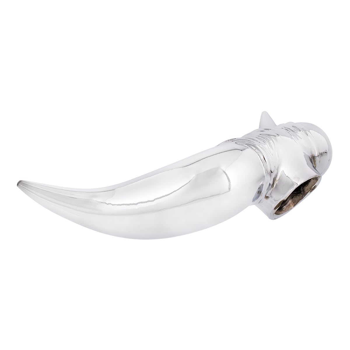 United Pacific 72005 Heavy-Duty Chrome Bull Horn Hood Ornament, Cast Metal Construction, Universal Two Stud Installation, Detail