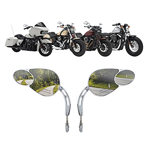 VPZMT Split Vision Rearview Mirrors for Harley Davidson - Chrome Alloy Steel, Fits Most Models 1982-2022
