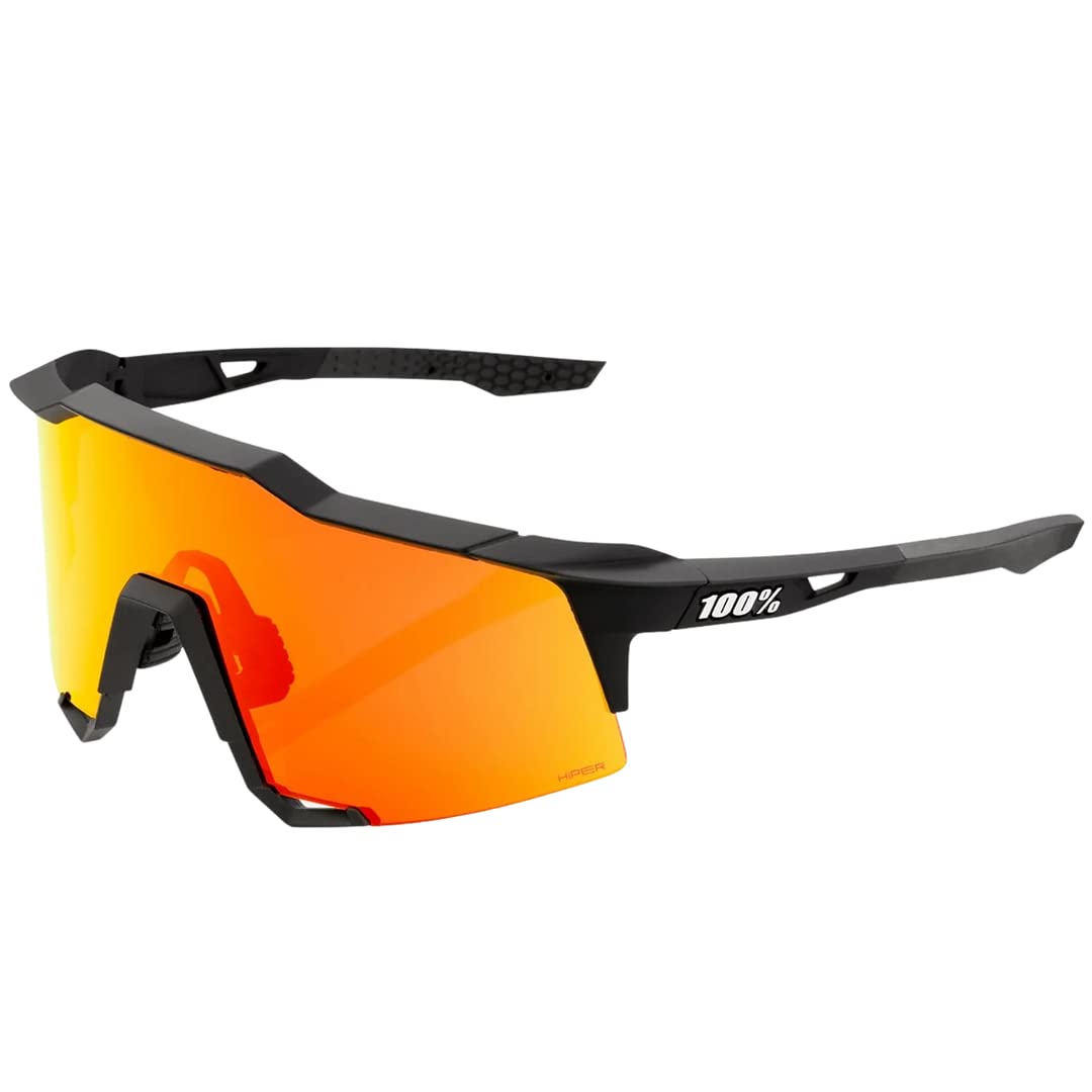 100% SPEEDCRAFT Sport Performance Cycling Sunglasses SOFT TACT BLACK - HiPER Red Multilayer Mirror