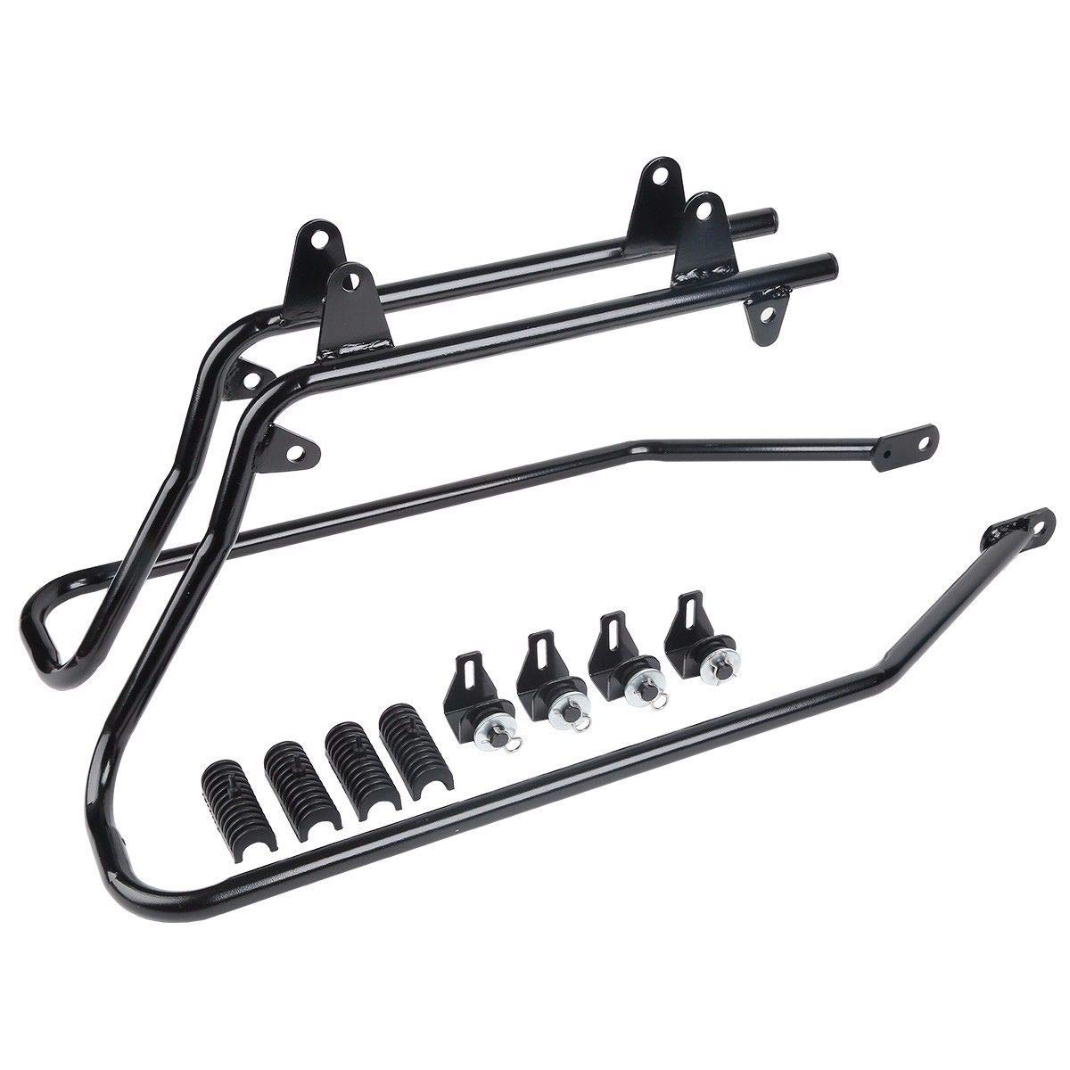 Saddlebag Conversion Brackets Compatible With 1984-2013 Harley Davidson Softail W/Hardware (Except For Deuce Models) Black