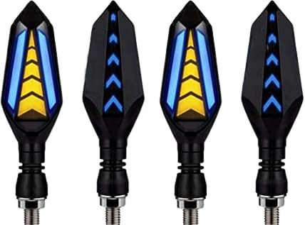 OberoiS Traders Universal Yellow/Blue Led Running Light Drl Bike Turn Signal Indicator Lamp Universal For Motorbikes (Pack Of 4