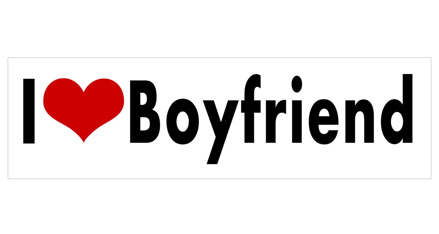 Witnystore 8'' Long I Love My Boyfriend Black Letters And Red Heart On White Background Relationship Status Boy Friend Vinyl D  