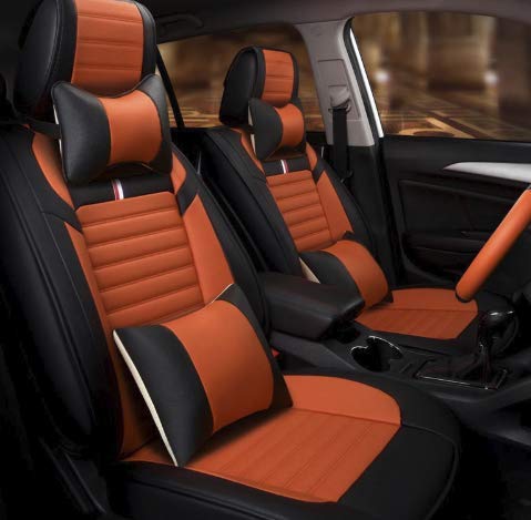 3D FRONTLINE PU Leather Car Seat Cover Compatible with Renault Triber (TanBlack, 7)