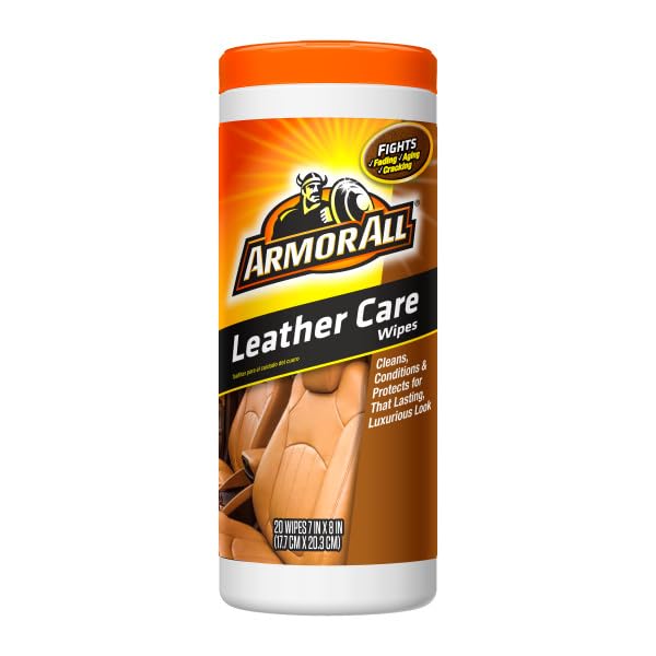 Armor All Car Interior Cleaner Leather Wipes - Cleaning For Cars & Truck & Motorcycle, 20 Count (Pack Of 6), 10881