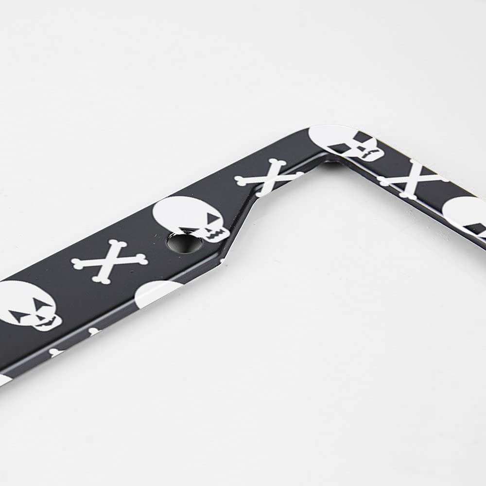 Beabes Halloween Skull License Plate Frame Dead Skull Design Car Frames, License Plates Holder, Dark Gothic Pattern License Plat